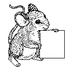 Drawing of a rat holding a sign that says rats!!!!