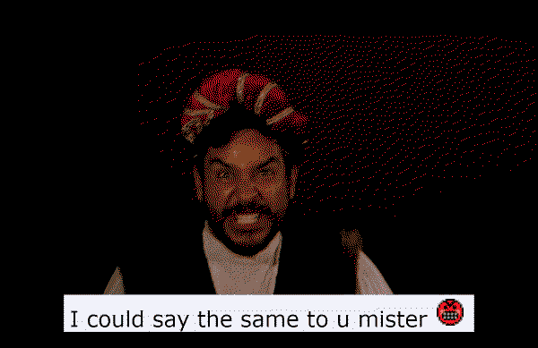 A man in Tudor costume grimaces with rage. Below, a forums post says, "I could say the same to u mister" with a red smiley face that matches his grimace