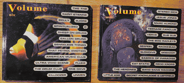 The covers of Volume Six and Seven, showing the trademark tropical fish photos and a list of artists included